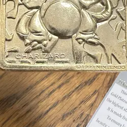 Pokemon Charizard 23k Gold-Plated Card 1999 Authentic Burger King Vintage w/ COA - Image 5