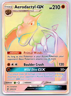 Aerodactyl GX (Secret) 244/236 (LP) - SM - Unified Minds - Rainbow -Pokemon TCG - Image 1
