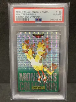 PSA 8 Moltres Carddass 1996 Monsters Collection Pokemon Card Japanese NM MT - Image 1