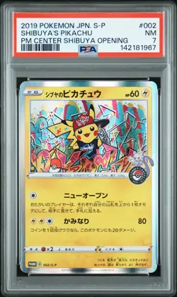 2019 POKEMON JPN S PROMO POKEMON CENTER SHIBUYA OPENING SHIBUYA'S PIKACHU PSA 7 - Image 1