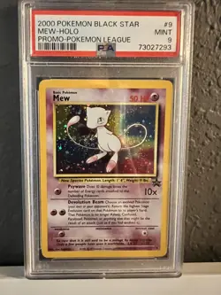 2000 WOTC POKEMON LEAGUE - #9 MEW BLACK STAR PROMO HOLO - PSA 9 - Image 1