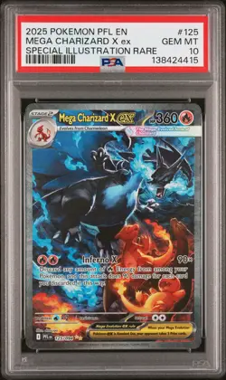 2025 POKEMON PFL EN-PHANTASMAL FLAMES #125 MEGA CHARIZARD X EX PSA 10 - Image 1
