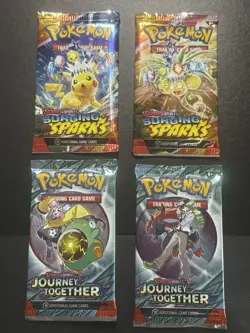 Pokemon Sealed 4 Pack Lot Of Journey Together And Surging Sparks Unopened Cards - Image 1