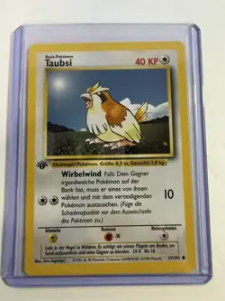 1999 Pokemon PIDGEY Base Set 1ST EDITION GERMAN Non Holo Card 57/102 Taubsi NM - Image 1