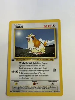 1999 Pokemon PIDGEY Base Set 1ST EDITION GERMAN Non Holo Card 57/102 Taubsi NM - Image 2