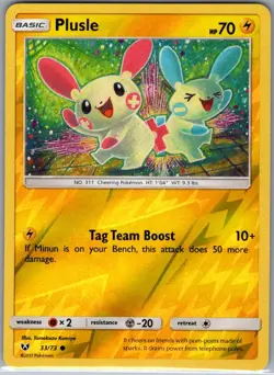 Plusle 33/73 Reverse Holo Shining Legends - Pokemon Card - NM - Image 1