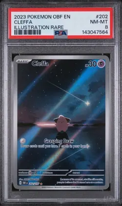 Pokemon TCG Cleffa Sv03: Obsidian Flames Holo Illustration Rare 202/197 PSA 8 - Image 1