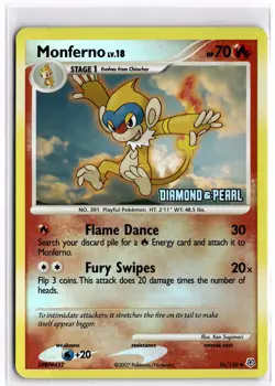 Pokemon TCG Monferno [Diamond & Pearl] 056/130 Burger King Reverse Holo - Image 1