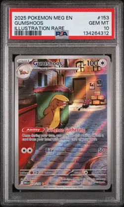 2025 POKEMON MEG EN-MEGA EVOLUTION ILLUSTRATION RARE #153 GUMSHOOS PSA 10 - Image 1