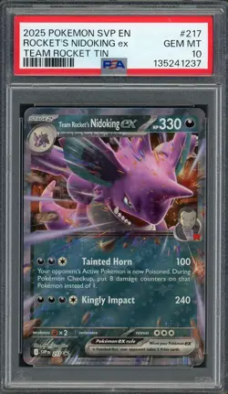 PSA 10 Team Rocket's Nidoking ex (Promo) Team Rocket Tin #217 Pokemon Card B17 - Image 1