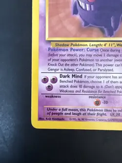 Pokemon Vintage Non-holo Rare Gengar Fossil Wotc 1999 - Image 5