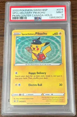 2020 POKEMON SWSH BLACK STAR PROMO #074 SPECIAL DELIVERY PIKACHU-HOLO PSA 9 - Image 1
