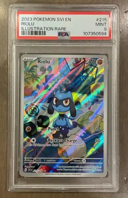 Riolu Illustration Rare Pokemon Scarlet & Violet Base Set SV1 PSA 9 MINT - Image 1