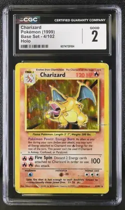 1999 Pokemon Base Set Charizard CGC 2 GOOD - Image 1