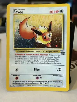 Lightly Plated Eevee Holo WotC Promo 11 Vintage Pokemon TCG Pokemon League Prize - Image 1