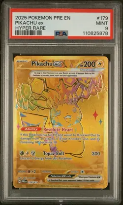 Pokemon Pikachu ex 179/131 Sv: Prismatic Evolutions Hyper Rare Holo PSA 9 Mint - Image 1