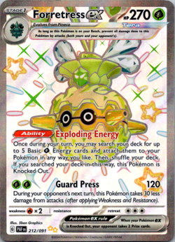 Forretress ex - 212/091 - Pokemon Paldean Fates Shiny Full Art Ultra Rare NM - Image 1