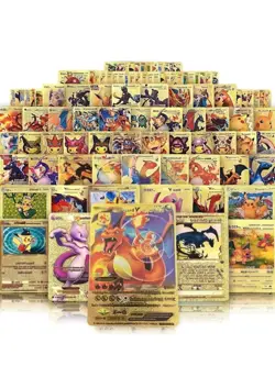 NEW *FAN ART* Gold Foil Rare POKEMON CARDS 55 TOTAL Vmax Charzard Pikachu - Image 5