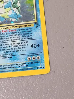 Blastoise 2/130 Base Set 2 Pokemon Card Holo Foil Rare - MP - Image 5