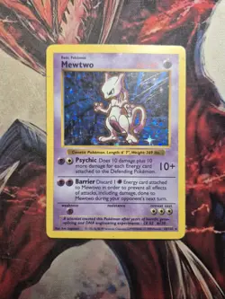 Pokemon Mewtwo TCG Base Set Holo Shadowless Rare Card 10/102 HP Condition - Image 1