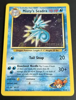 Pokemon TCG Misty's Seadra Prerelease Holo Promo 009/132 Wotc Promo NM - Image 1