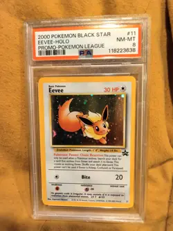Eevee 2000 Pokemon Black Star Promo Pokemon League Holo English WOTC #11 PSA 8 - Image 1