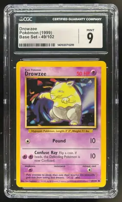 1999 Pokemon Unlimited Drowzee Common #49/102 CGC 9 - Image 1