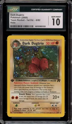 Pokemon Dark Dugtrio Team Rocket 1st Edition Holo Rare #6 CGC 10 Gem Mint - Image 1