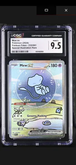 POKEMON CGC 9.5+ Gem Mint 2024 SV Paldean Fates Mew ex 232/091 SIR Bubble Mew - Image 1