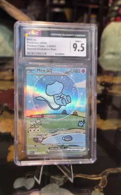 POKEMON CGC 9.5+ Gem Mint 2024 SV Paldean Fates Mew ex 232/091 SIR Bubble Mew - Image 3
