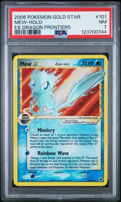 2006 POKEMON EX DRAGON FRONTIERS GOLD STAR #101 MEW-HOLO PSA 7 - Image 1