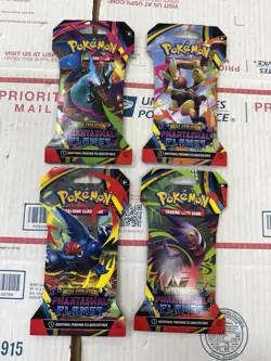 Pokemon TCG Mega Evolution Phantasmal Flames 4x Sleeved Booster Pack Art Set NEW - Image 1