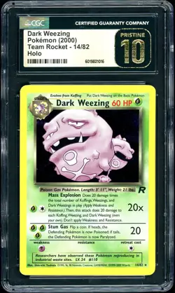 2000 Pokemon Team Rocket Dark Weezing #14 Holo Rare CGC 10 PRISTINE POP 3 - Image 1