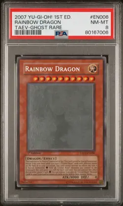 Yugioh Rainbow Dragon TAEV-EN006 Ghost Rare 1st Edition PSA 8 NM-MT - Image 1