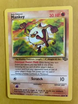 Mankey 55/64 Jungle Set Unlimited WOTC 1999 Pokemon Card LP-NM (Near Mint) - Image 1