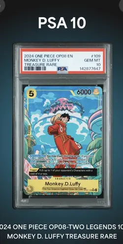 One Piece Two Legends 109 Monkey D. Luffy Treasure Rare PSA 10 Card 2024 - Image 1
