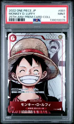2022 ONE PIECE JPN 25TH ANV PREM CARD COLL #001 MONKEY D. LUFFY PSA 9 - Image 1