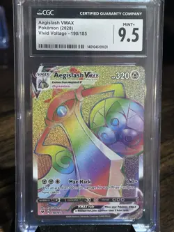 Pokemon TCG Aegislash VMAX Rainbow Secret Rare Card 190/185 Cgc 9.5 - Image 1