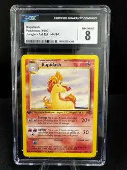 CGC 8 Rapidash (1st Ed.) Jungle 44/64 Pokemon Card 1999 - Image 1