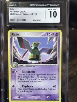 Pokemon Xatu EX TCG Unseen Forces 49/115 Psychic Uncommon Card Cgc 10 - Image 1