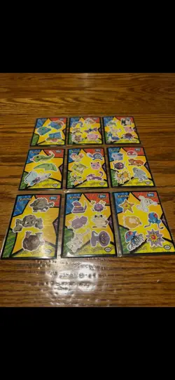1999 Topps Pokemon (Ash) Sticker Set 9 Cards, Blue Label - Image 1