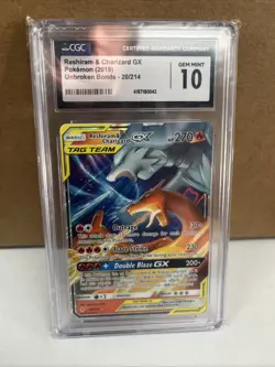 Reshiram Charizard GX 20/214 CGC 10 Unbroken Bonds Ultra Rare Pokemon GEM MINT - Image 1