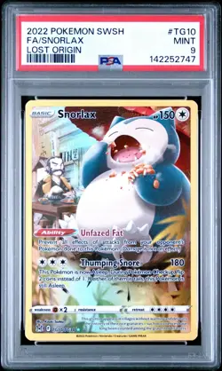 2022 Pokemon Sword & Shield SWSH Full Art Snorlax Lost Origin #TG10 PSA 9 Mint - Image 1