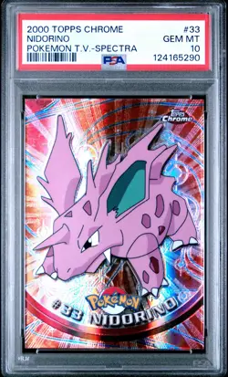 2000 TOPPS CHROME POKEMON T.V. SPECTRA #33 NIDORINO PSA 10 - Image 1