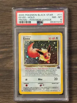 2000 Pokemon Eevee Holo BLACK STAR Promo Pokemon League #11 PSA8 # 65307279 - Image 2
