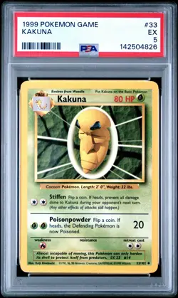 KAKUNA 1999 POKEMON GAME 33 GRADED PSA 5 - Image 1