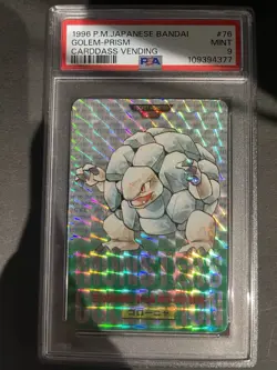 Pokemon Japanese PSA 9 Carddass Golem Green Prism 1996 Bandai No.76 - Image 1