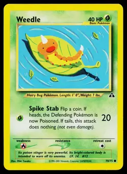 Weedle 70/75 Common Neo Discovery Pokemon Near Mint - Image 1