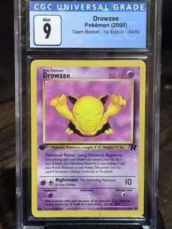 CGC 9 Mint Drowzee Team Rocket 1st Edition Pokemon 54/82 - Image 1