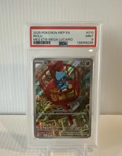 2025 Pokemon Mega Evolution Black Star Promo Lucario Riolu PSA 9 MINT - Image 1